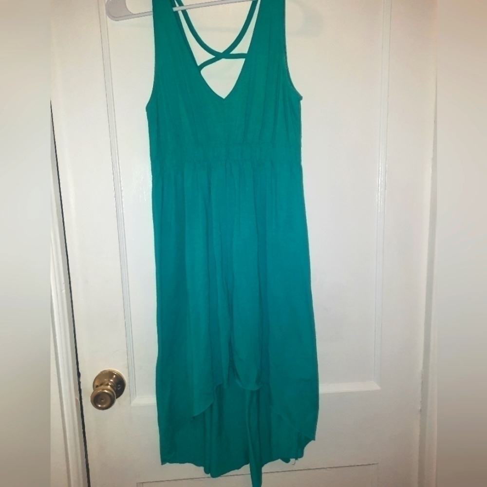 Teal hi-low dress